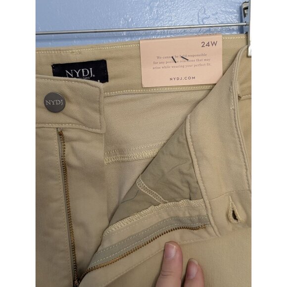 NYDJ Marilyn Crop Cuff Pant Beige 24W Straight Fit Lift Tuck Cool Embrace Denim - Picture 5 of 16